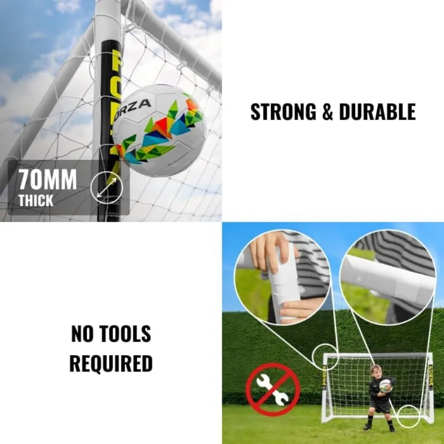 6 x 4ft Soccer Goal - 100%UK-Made Backyard Goal with Unbreakable Goalpost Bundle - Quick 2 Min Setup Durable Steel