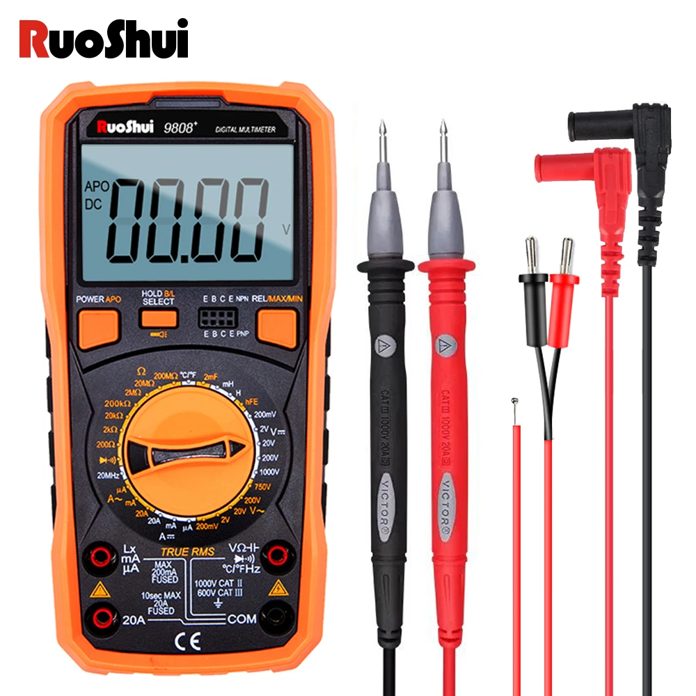 RuoShui 9808+ Digital Multimeter Inductance 20H High Precision 2000uF Capacimeter 20MHz Frequency Temperature Measuring With LCR