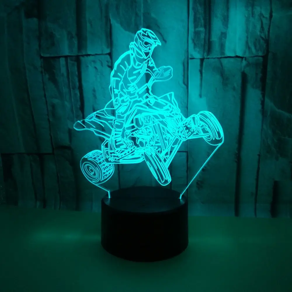 

New Cross Country Motorcycle 7 Color Touch Remote Control 3d Night Light Christmas Decorations Gift For Baby Room Lights