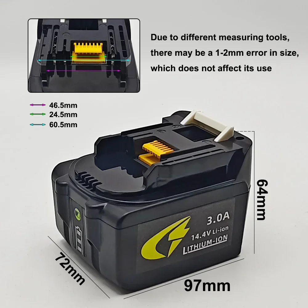 For Makita 14.4V 3000mAh BL1430 BL1415 BL1440 196875-4 194558-0 195444-8 3.0Ah 14.4V rechargeable battery