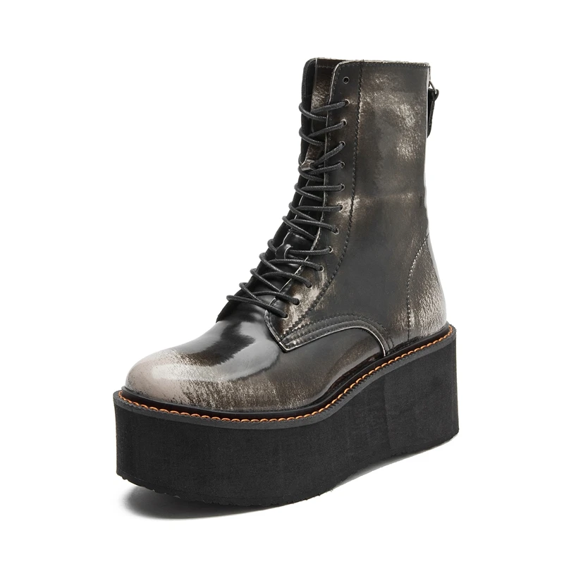 AIYUQI النساء حذاء من الجلد جلد طبيعي 2025 منصة جديدة عالية الكعب أحذية بوت قصيرة الإناث عدم الانزلاق حجم كبير النساء Winte الأحذية #1