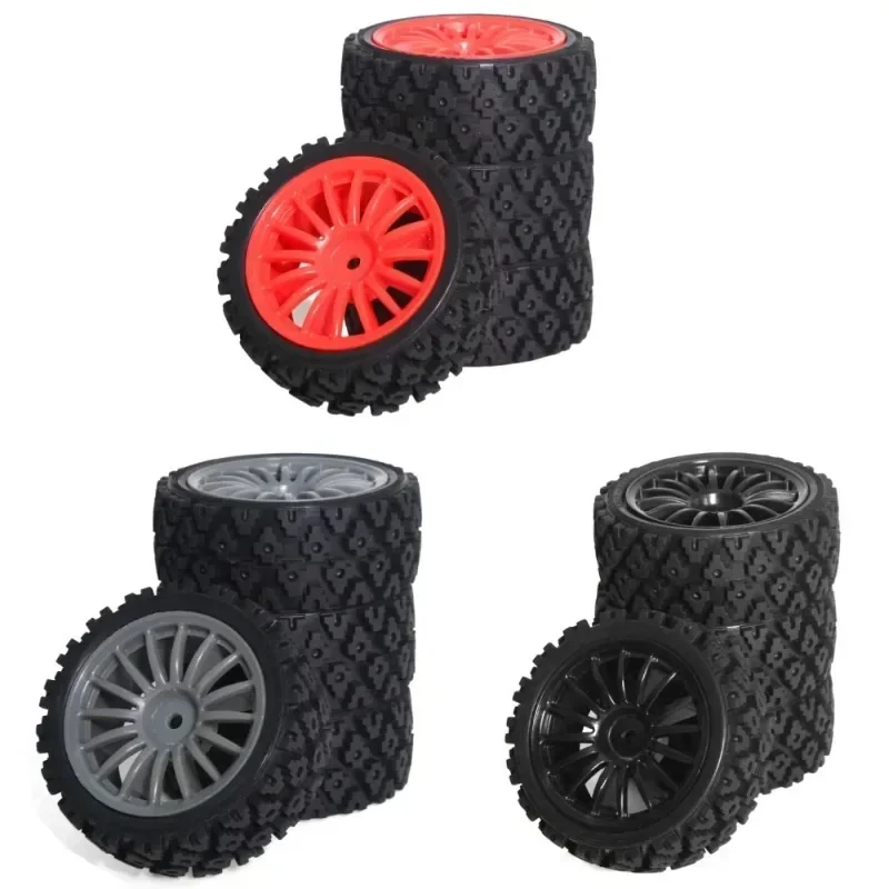 4x Wheel Rim Tire Wear Resist 1/10 RC Upgrade 1/10 RC Rally Car for XV01 XV02 Parts Model Buggy Accessories RC Hobby Car