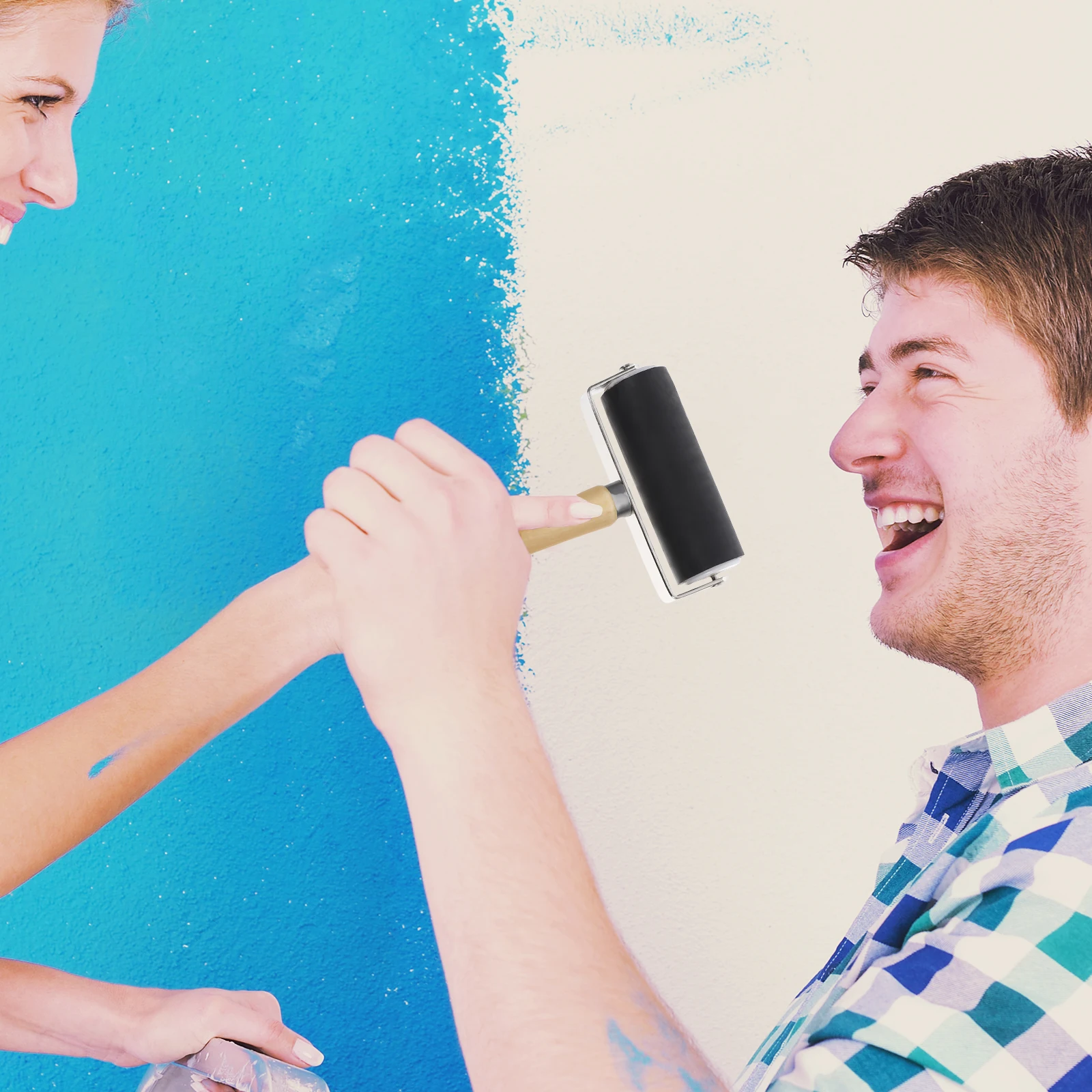3 pçs rolos de tinta ferramentas artesanais para pintura impressão rolos de cola de borracha suprimentos aplicador de madeira versátil conjunto longo