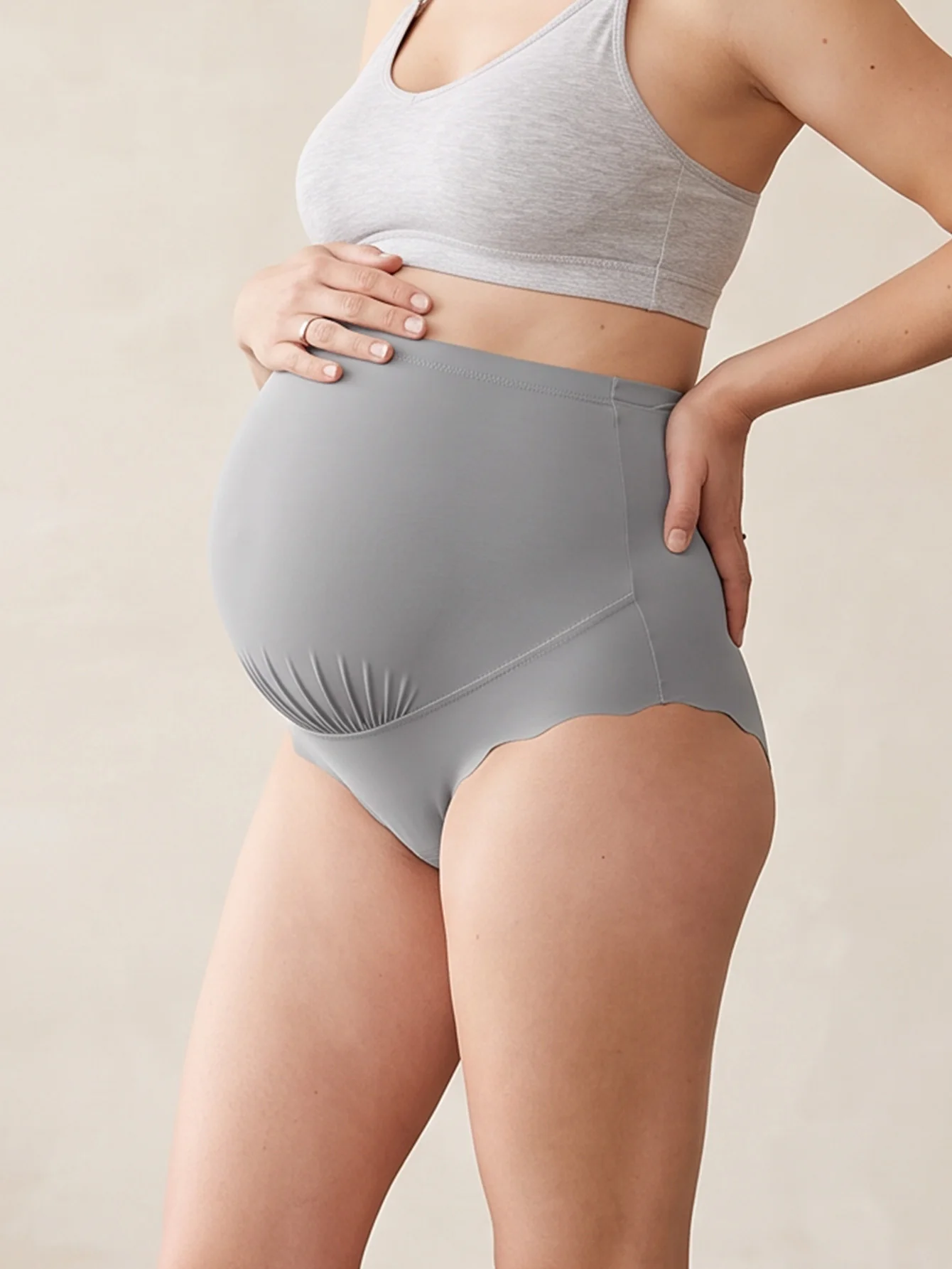 2 PCS Set High Waist Maternity Underwear Ice Silk Seamless Pregnancy Panties Soft Stretch Tummy Support For Pregnant Women