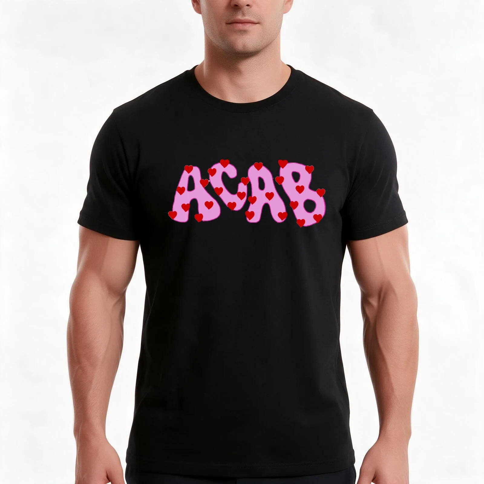 ACAB BUMPER T-Shirt, Summer Casual Cotton Tee, Oversized Streetwear Tops, Vintage Graphic Print, Loose Fit Short Sleeve
