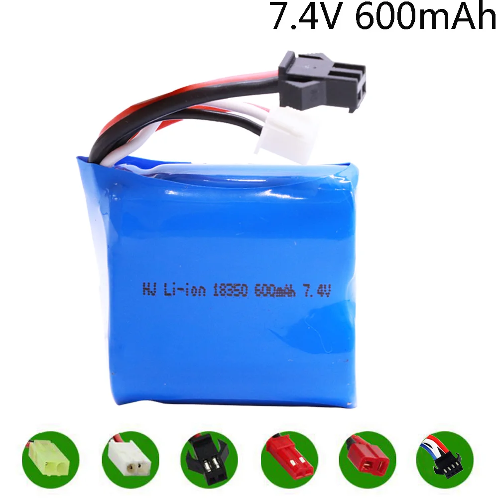 Akumulator litowo-jonowy do TK H100 H102 S2 Szybkie zabawki RC model łodzi 18350 7,4 V (3,7 V * 2) 600 mAh 15C akumulator SM/JST/T/EL-2P Wtyczka 2S