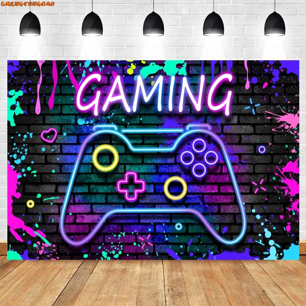 Game On Happy Birthday Backdrop for Photography Gaming Theme Child Kids Boy Party Decor Photographic Background Photo Studio