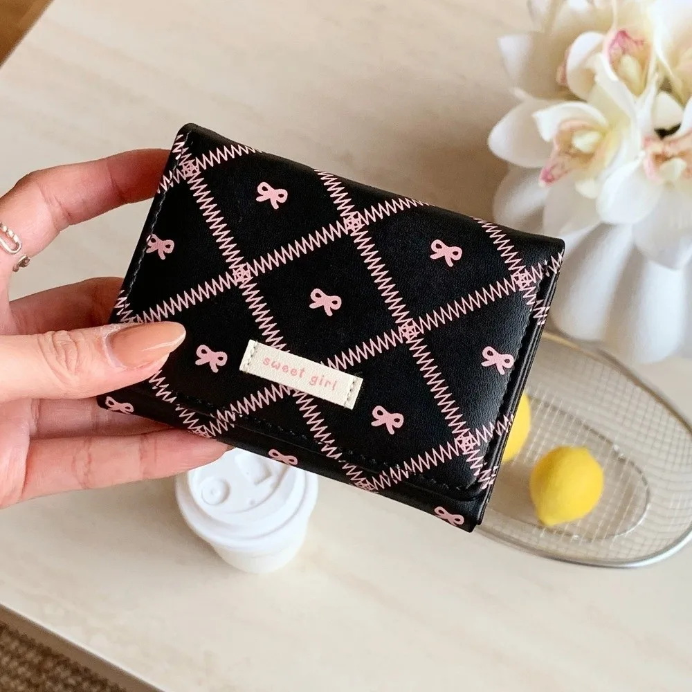 

Портативный кошелек-клатч Sweet Bow: легкий, миниатюрный, милый, с цветочным дизайном, из кожи, для карт и монет, на каждый день