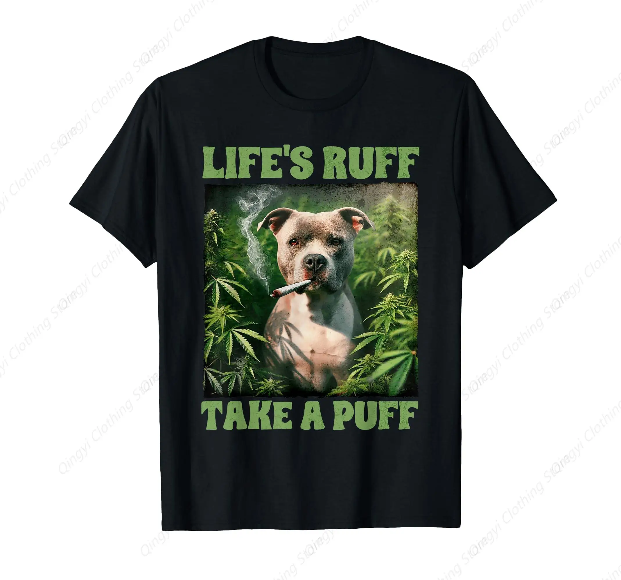تي شيرت Smoking Weed Cannabis 420 Life's Ruff Take A Puff