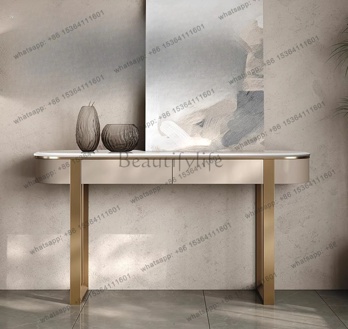 Italian simple luxury jade crystal entrance table light luxury simple modern simple entrance table