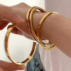 2022 Trendy Crystal Zircon Inlaid Bracelets for Women Fashion Bangle Bracelet Titanium Stainless Steel Bangles Feminina Jewelry