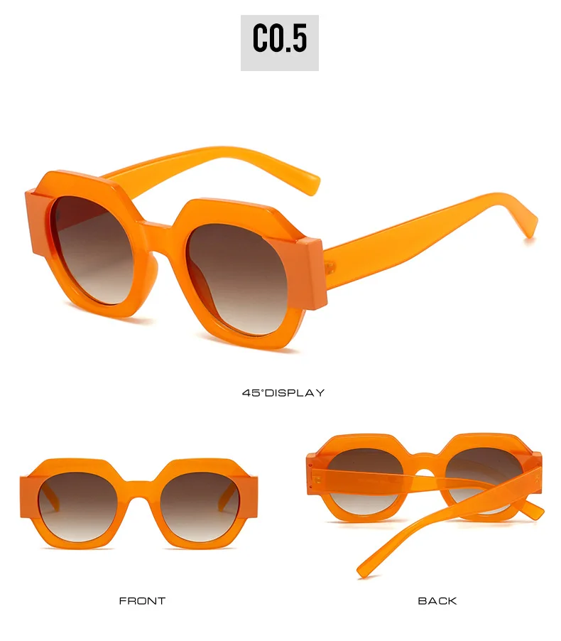 Neue Hexagon Einzigartige Sonnenbrille Frauen Marke Designer Farbe Patchwork Retro Weibliche Shades Reise Casual Brillen – Detail 11