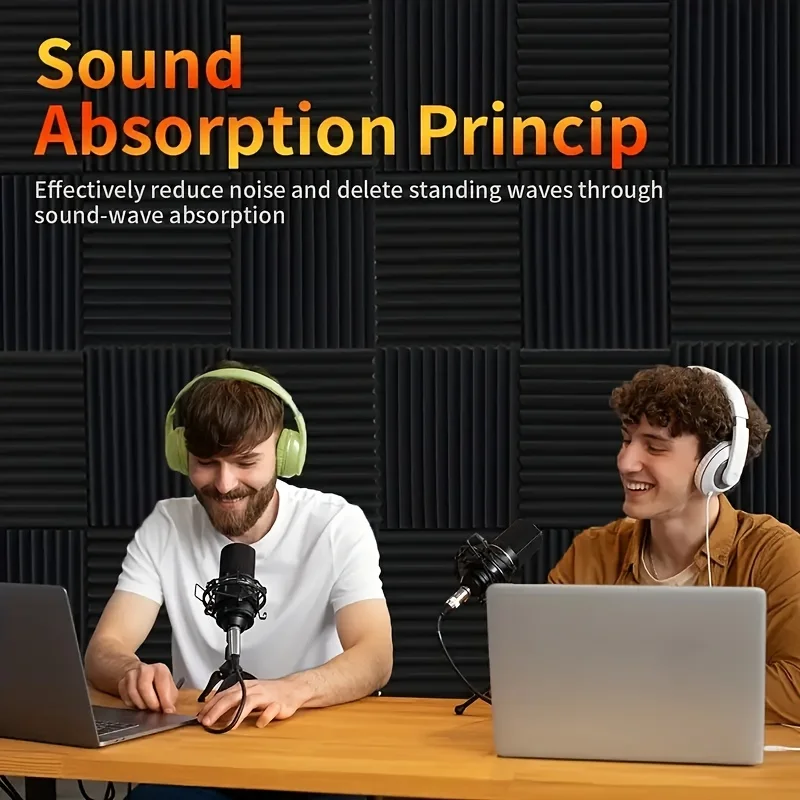 6 個の遮音パネル 3D 三角溝壁吸音フォームスタジオゲームルームレコーディングスタジオホームアクセサリー用