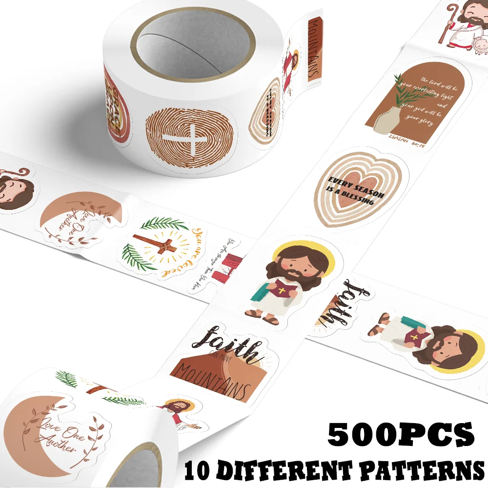 

500pcs/roll jesus roll stickers scripture christian decorative laptop scrapbook diary diy guitar water cup stickers