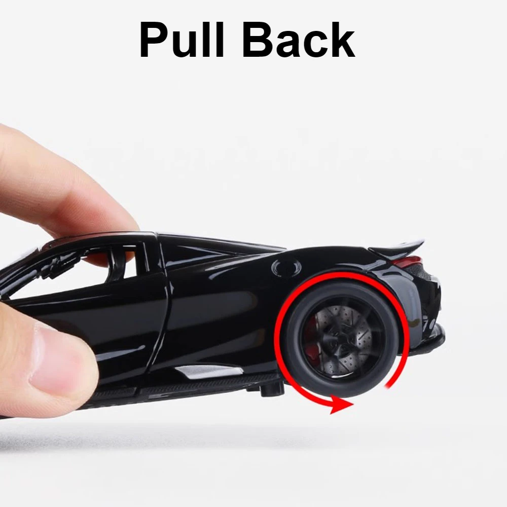 子供のスポーツカーのおもちゃモデル,1:32スケール,合金ダイキャスト,3ドアオープンサウンド,ライト,プルバック車両,装飾品,ギフト,765lt