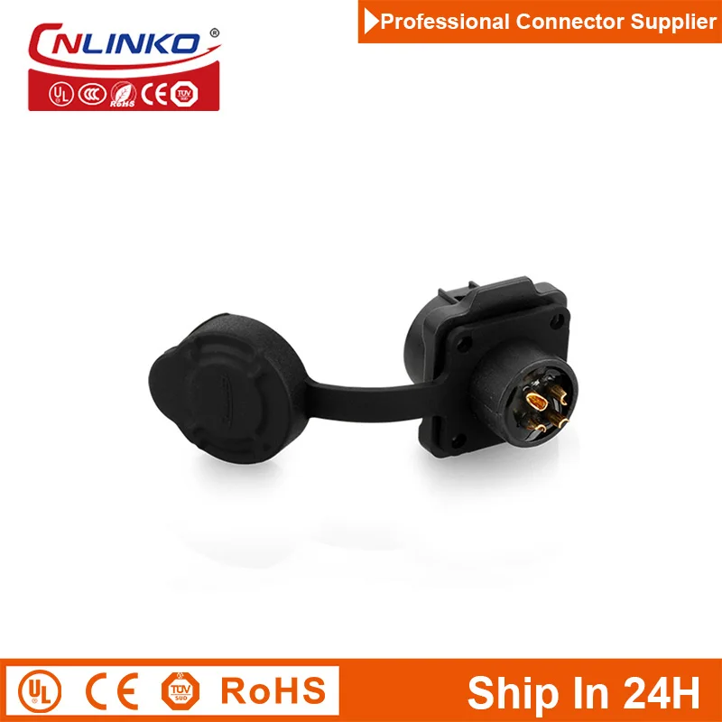 Cnlinko LP12 Plastic 4pin M12 IP67 Waterproof Circuit Wire Power Connector Plug Socket Joint for LED Electric Telecom Appliances