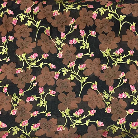 

2M/3m/5m Small flower silk on black background mulberry silk baseplate clothing shirt dress breathable summer textile new