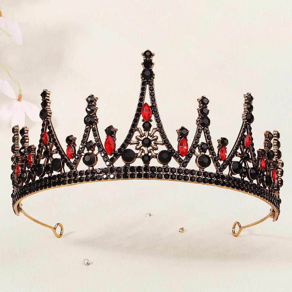 Vintage Red Crystal Tiaras And Crowns Rhinestone Prom Diadem Crown Tiara For Women Bride Bridal Wedding Hair Accessories Jewelry