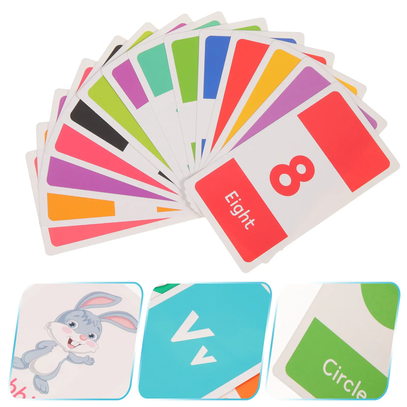 58Pcs Kids Early Educational Flash Cards Double Sided Cartoon Design Bright Colors Portable Learning Cards for Cognitive