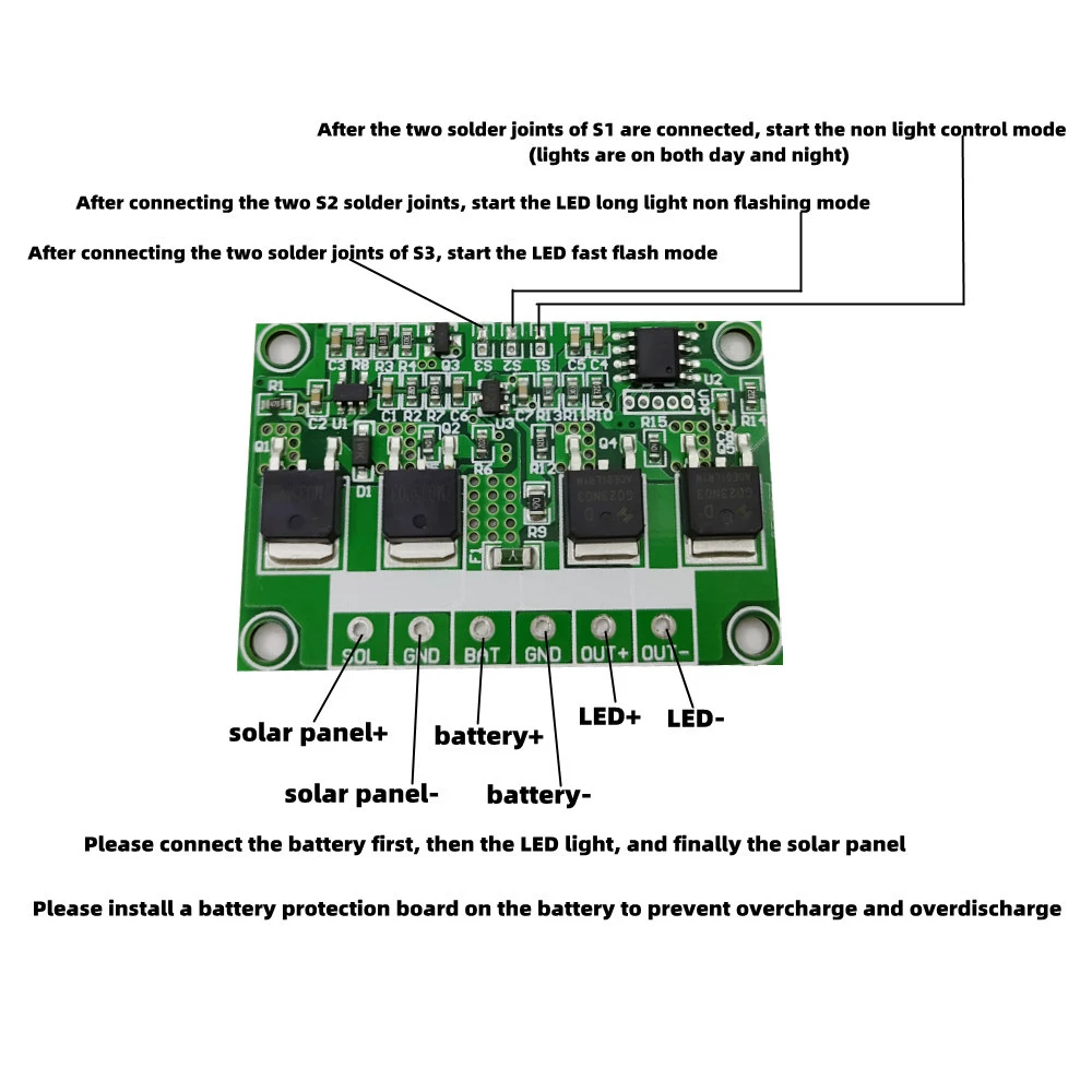 10A High-Power Automatic Solar Lithium Battery Charger Board Light Controller Board Multi-Voltage For Night Garden lights Module