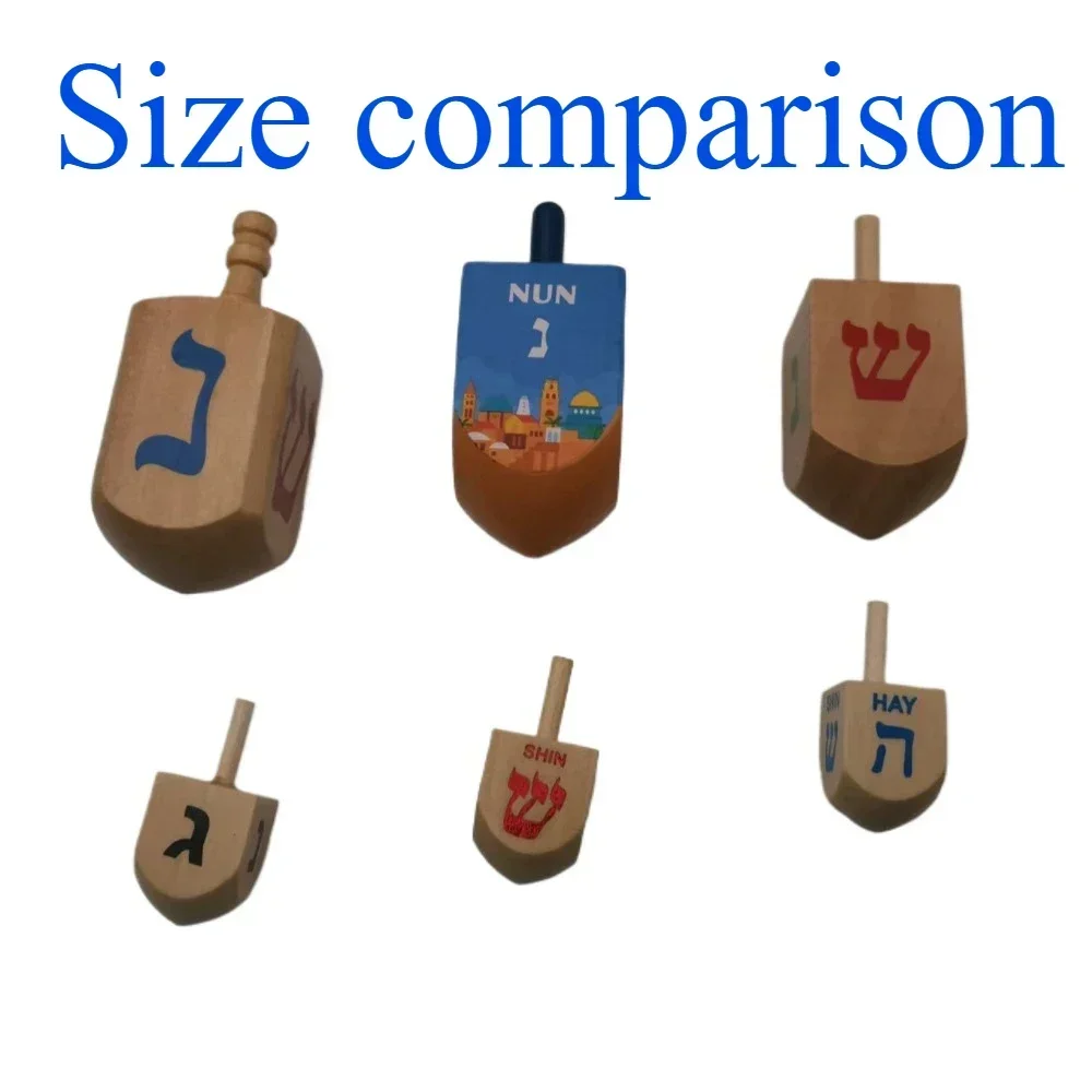 Hanukkah Wood Dreidels, Jewish traditional gyroscope toy, Chanukah Fun Game Passover Pessach Shavuot Purim Rosh Hashana