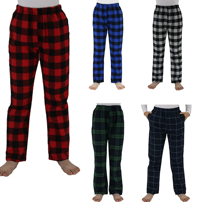 Kids Flannel Pajama Pants for Boys Girls Plaid Pajama Pants Pjs Bottoms for Kids Base Layer