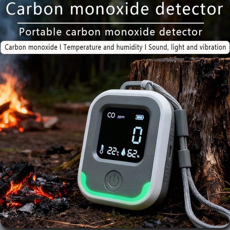 Portable Vibrating Carbon Monoxide Detector, Rechargeable, Suitable for Caravans and Camping CO Carbon Monoxide Detector