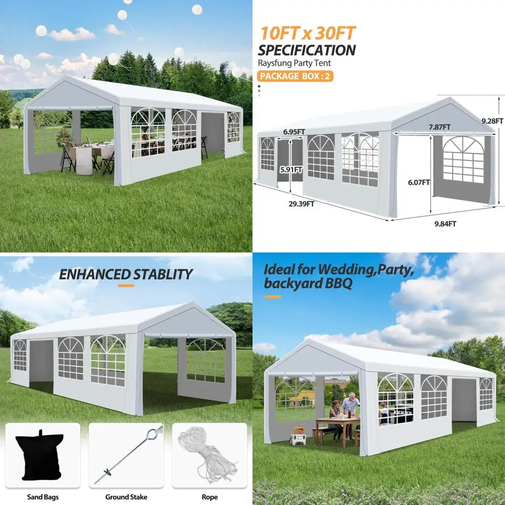 

Прочная палатка размером 10x30 со съемными сторонами для свадеб, дней рождения и мероприятий на свежем воздухе.