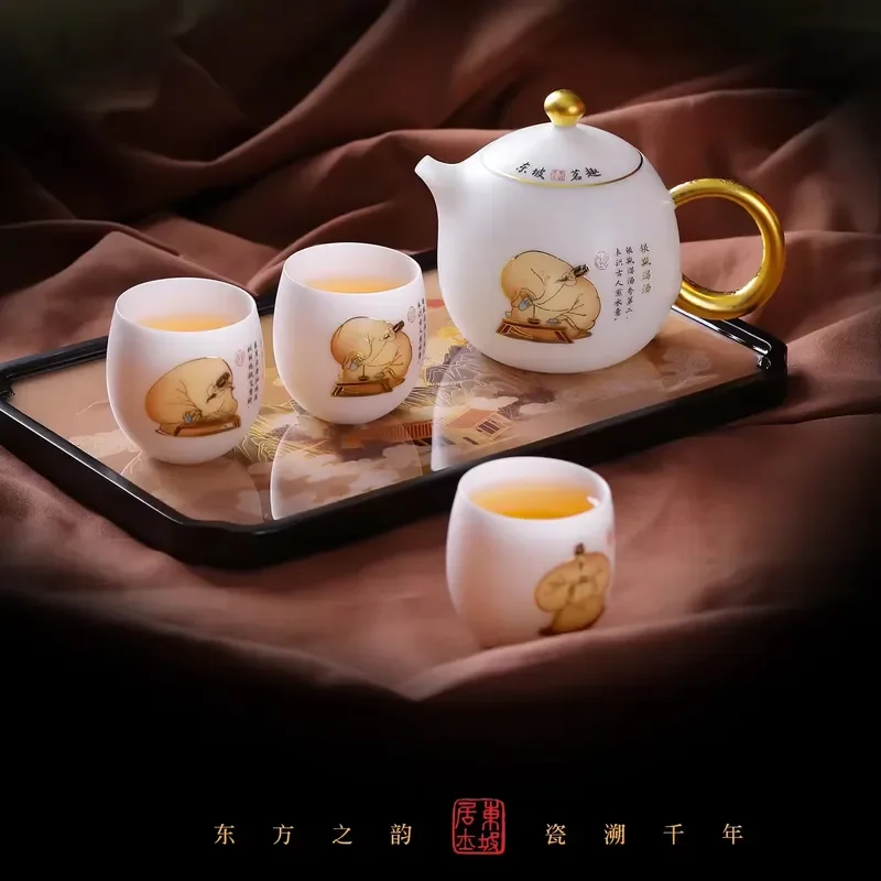 White Porcelain Kung Fu Tea Cup Set Ancient Chinese Ceramic Teacup Master Bowl Personal Gift Box Traditional Style Drinkware