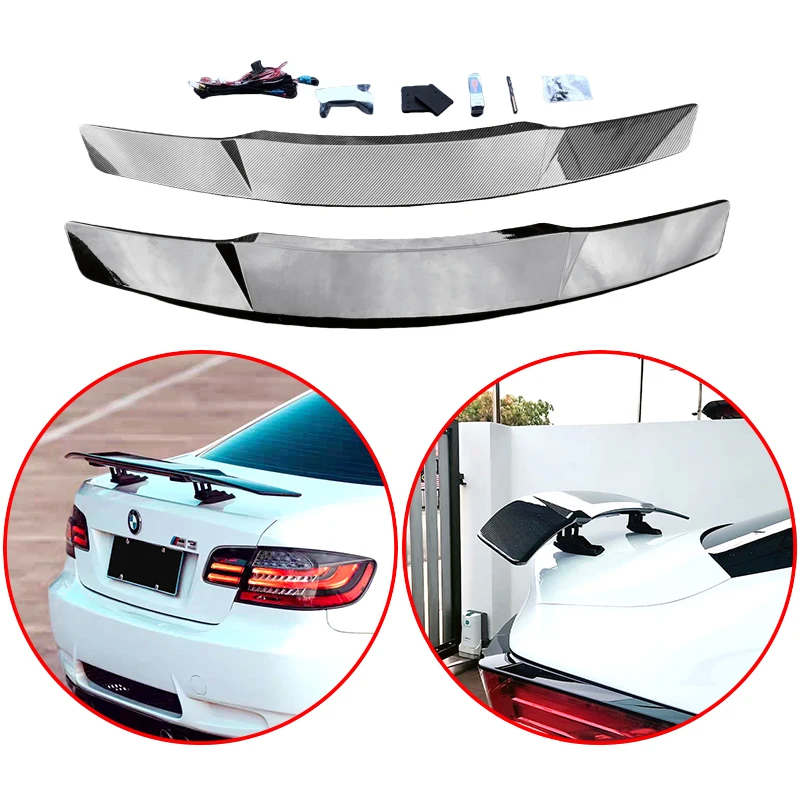 

High Quality ABS With Led Light Glossy Black Carbon Fiber Look Universal Sedan Intelligent Electric Lift Car Wing Spoiler