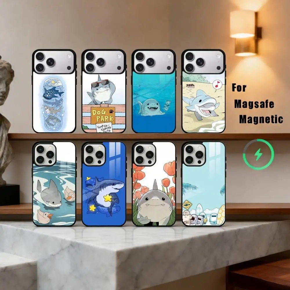 

C-Cartoon S-Shark-K Phone Case For iPhone17,16,15,14,13,12,11 Plus,Pro Max Magnetic For Magsafe Wireless Charging