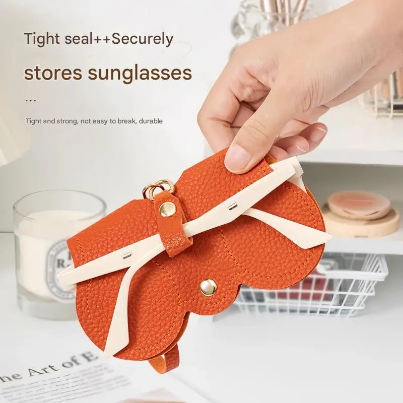 Soft Lychee Pattern PU Leather Sunglasses Bag Retro Portable Case Myopia Frame Eyewear Storage Simple Charm