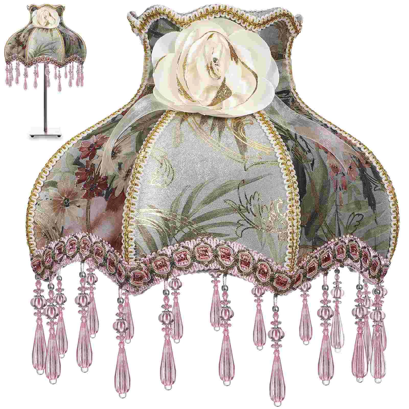 

French Print Fabric Lamp Shade Decorative Large Lampshade Replacement Light Covers Princess Chandelier European Style Bedside