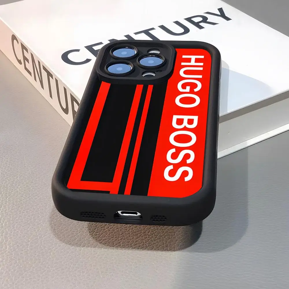 Capa de Celular H-Hugo B-Boss de Silicone Fosco Simples Cor Sólida para iPhone 17 16 13 12 15 14 Pro Max Plus, Proteção Total Contra Quedas