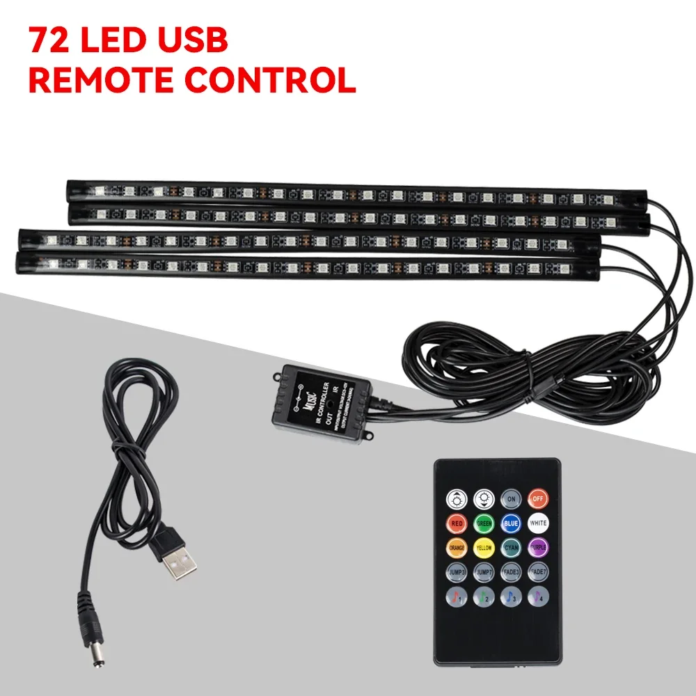 Neon 36 48 72 LED Auto-interieur Omgevingsvoetlicht Draadloze afstandsbediening Muziek APP Controle Auto RGB Sfeer Decoratieve lamp
