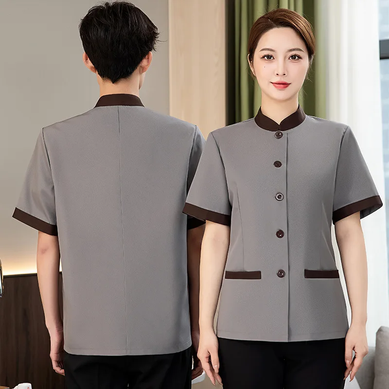 

Hotel Room Cleaning Staff Uniform Short Sleeve Mall Sales Office Property Cleaning Auntie Workwear Set Unisex