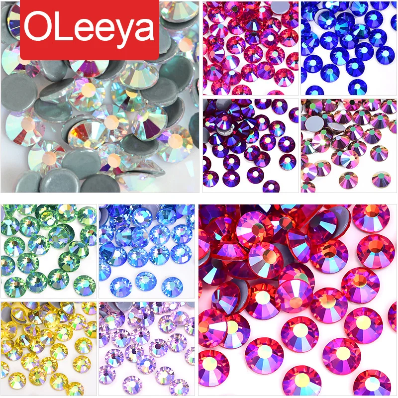 Oleeya стразы Better DMC Hotfix Rhinestone Iron On Strass High Quality Flatback Glass Crystal AB For DIY Wedding Y2792