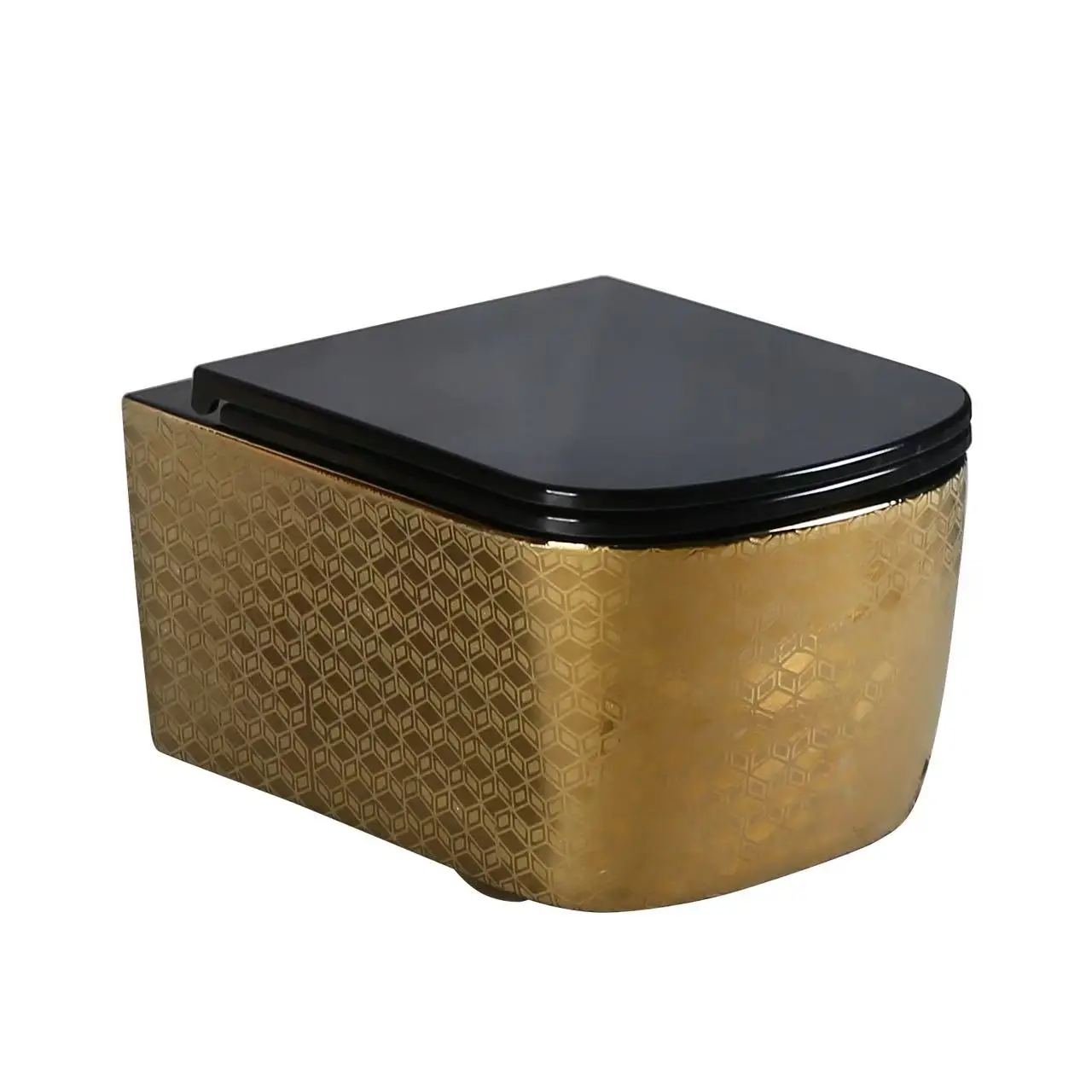 

New Electroplated Wall-hung Toilet ,variety Patterns, with High-temperature Firing , Never Fade, Suitable for Modern Bathroom .