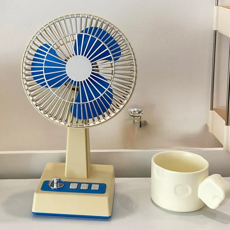 Retro Fan Desk Fan Portable, Large Wind Quiet Fan.Dormitory Office Usb Rechargeable Fans Small Desktop Electric Fan Cooling Fans