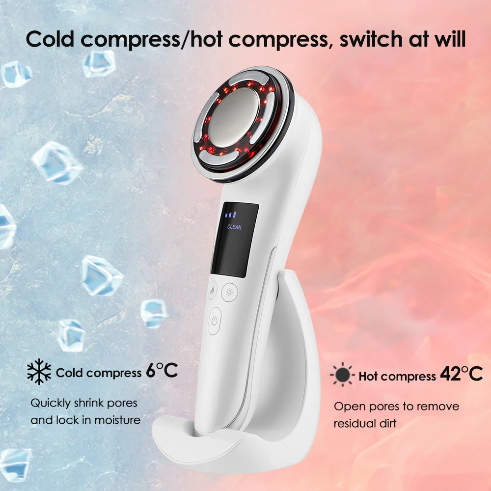 Hot Cold Compress Pulse IPL Skin Rejuvenation Firm Fade Fine Lines Micro Current Lift Lock Water Export USB Charging