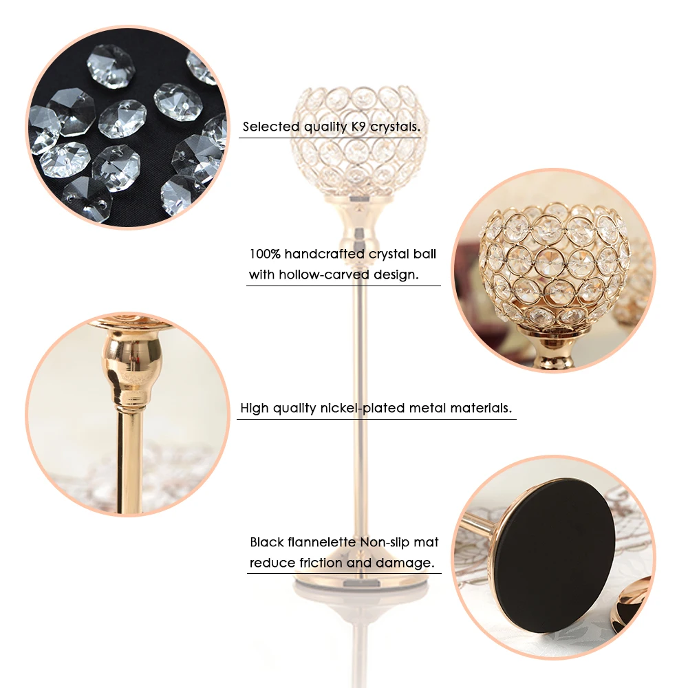 6pcs Crystal Tealight Candle Holders Metal Glass Candlesticks Wedding Table Centerpieces, Holiday Home Decoration, Hogar Moderno image 4