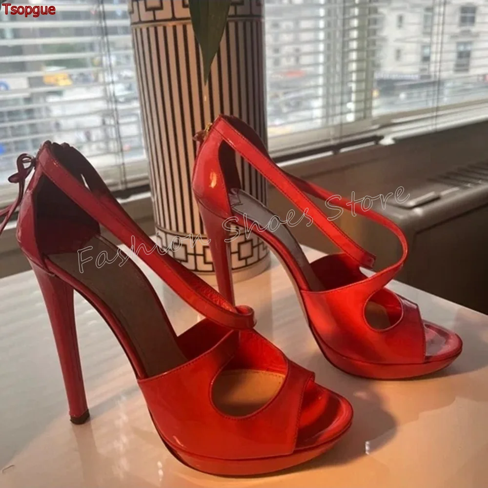 Red Peep Toe Cross Strap Sandals Back Zipper Stilettos High Heels High Heel Shoes for Women Heels 2024 New Zapatos Para Mujere