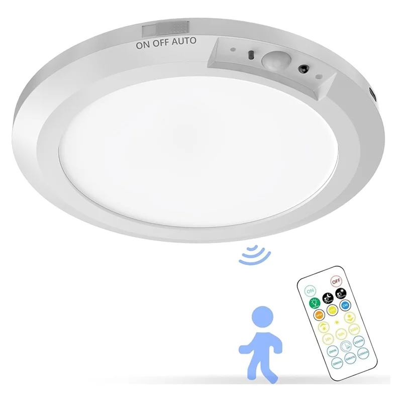 【Flash-Deal!】Ceiling Lamp, Rechargeable Motion Sensor Light, 3 Dimmable Color Magnetic Indoor Ceiling Lamp With Remote Control