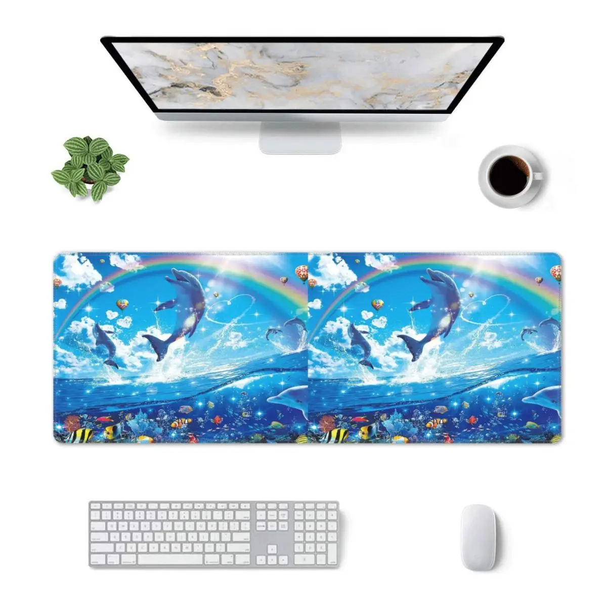 Large Mouse Pad Symphony Dolphins Frutiger Aero Gamer PC Laptop Mats Keyboard Carpet Computer Gaming Office Accessories Desk Mat