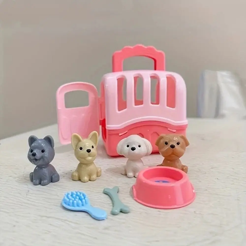 

Doll Accessories Pet Basket Dog Doll Set Scene Playing Family Toys Dog Dollhouse Decoration Cartoon Dog Cage Toys Birthday Gift