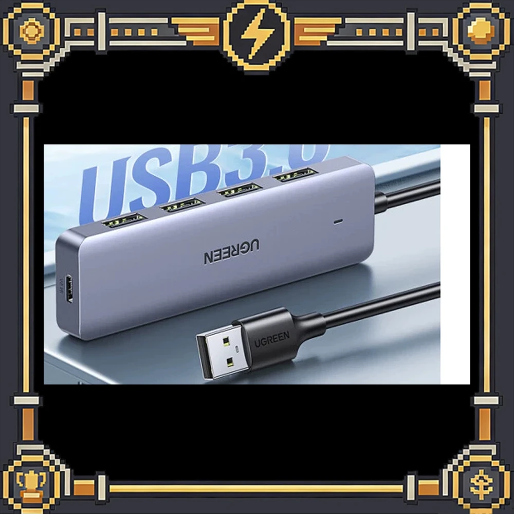 UGREEN 90879 USB 3.0 Hub 4-Port 5Gbps 1.5m Cable Type-C Power Input for Laptop Desktop Keyboard Mouse Flash Drive Hard Drive