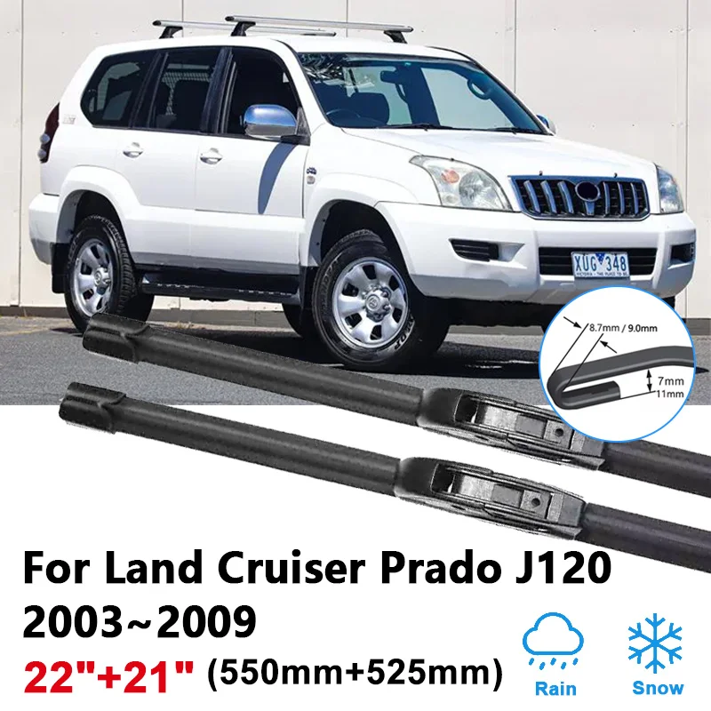 

22 "+ 21" щетка стеклоочистителя автомобиля для Toyota Land Cruiser Prado J120 120 2003 ~ 2009 2005, передний стеклоочиститель, автоаксессуары