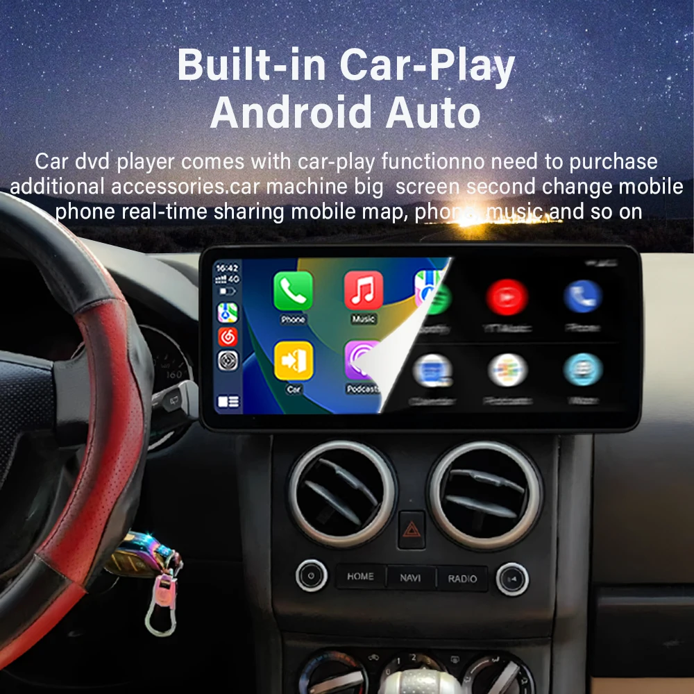 Android 16 CarPlay For Nissan Qashqai 1 J10 2008-2015 Auto Radio Stereo Multimedia Player 4G GPS Navigation High-performance CPU