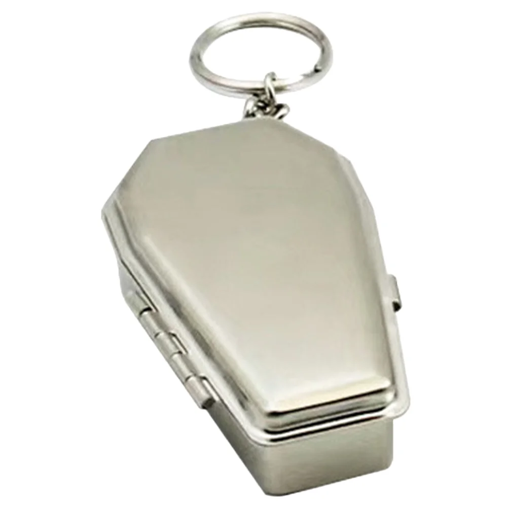 Cigarettes Ashtray Keyrings Ornament Metal Keychains Coffin Shaped Portable Bag Hanging Decoration