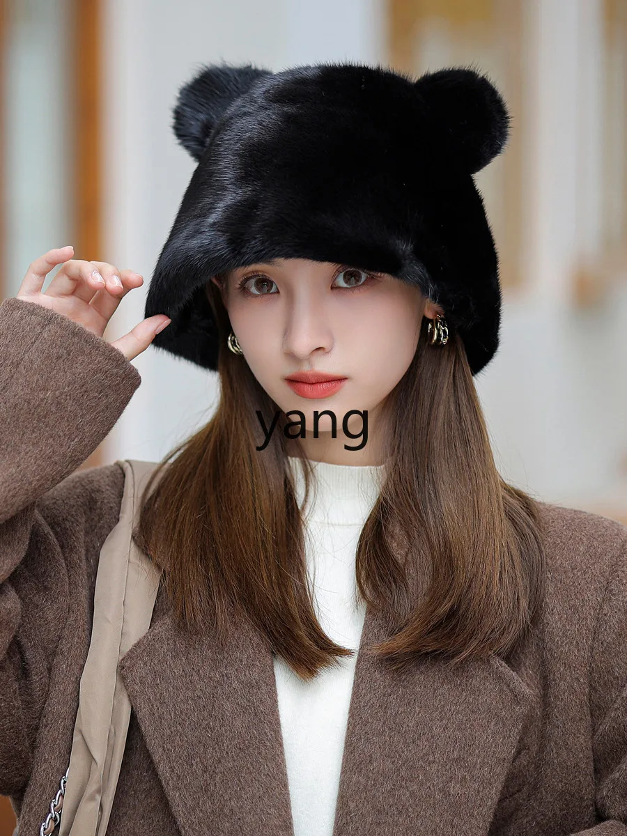 LMM autumn and winter mink hair ear protection warm fashion versatile new fur hat Korean version tide